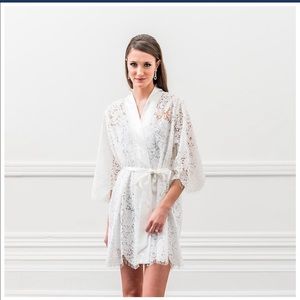 Monogrammed lace wedding robe